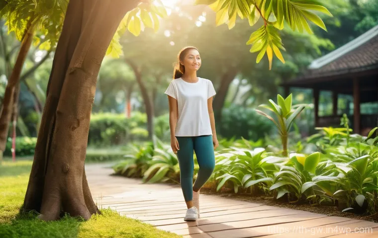 블루존에서의 스트레스 관리 방법 - Prompt 1: Serene Morning in a Thai Community Park**